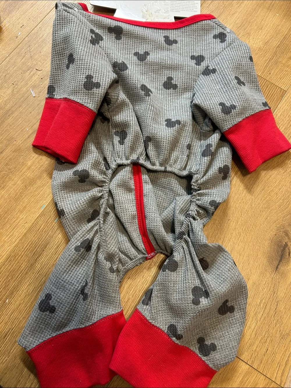 Red & Gray Mickey Dog Pajama Romper